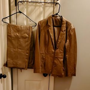 New Port News leather blazer and pants